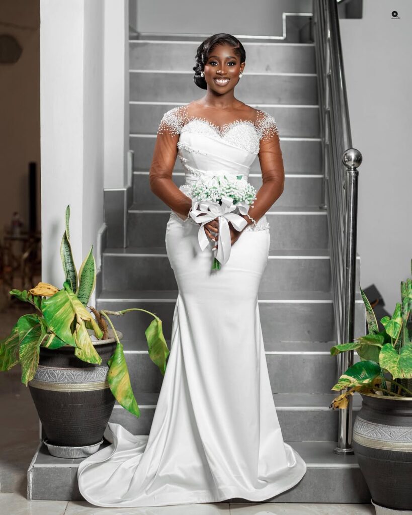Clean Beautiful African Bride Glowing in Her wedding Dress
